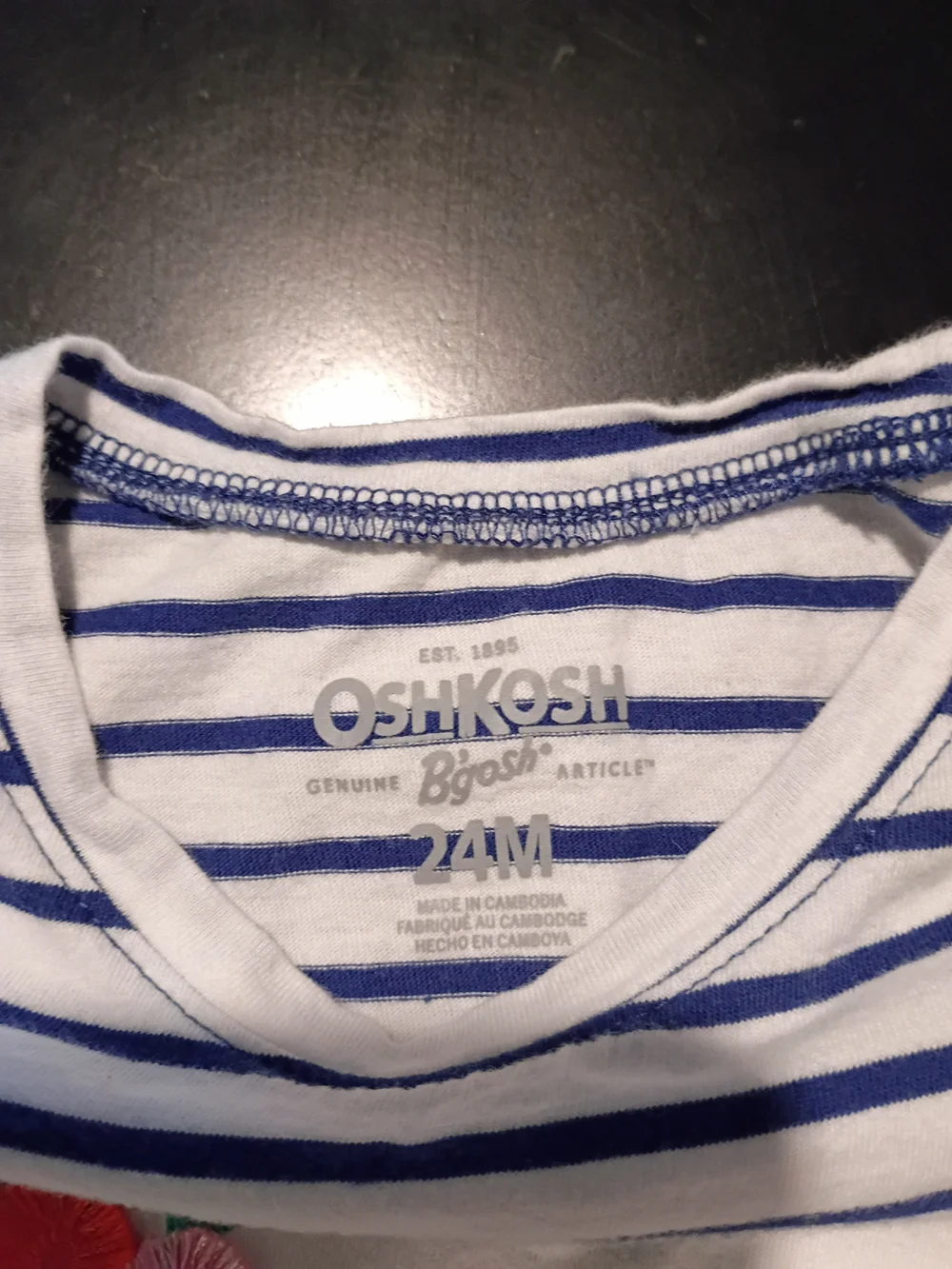 OshKosh B'gosh Toddler Girls' Striped Cherry Embroidered T-Shirt (24 Months)
